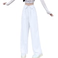 thumbnail image 1 of Dress Pants for Women Business Casual Work Pants High Waisted Fold over Loose Wide Leg Flowy Dressy Slacks(X-Large,White), 1 of 5