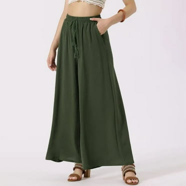 Dress Pants for Women Clearance High Waist Wide Leg with Pockets Women’s Pants Elastic Breathable Summer Women's Dress Pants Clearance Deals