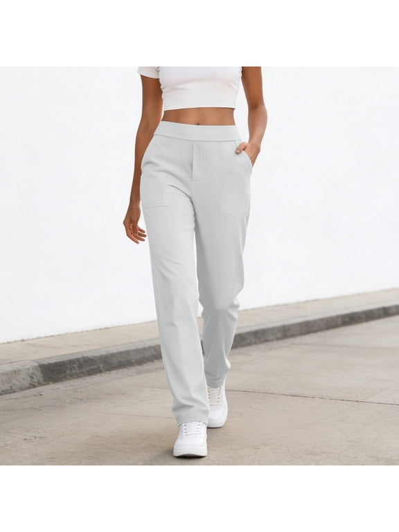 Dress Pants for Women High Waist Tapered Leg Slim Fitting Business Casual Pull on Office Work Slacks Summer