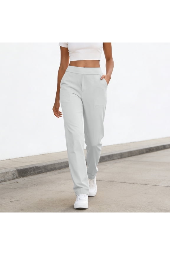 Dress Pants for Women High Waist Tapered Leg Slim Fitting Business Casual Pull on Office Work Slacks Summer