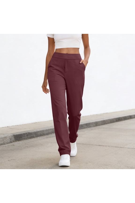 Dress Pants for Women High Waist Tapered Leg Slim Fitting Business Casual Pull on Office Work Slacks Summer