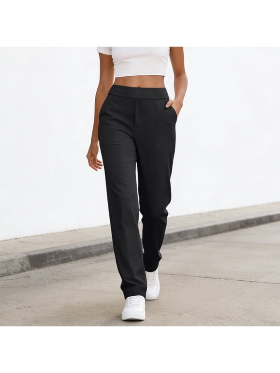 Dress Pants for Women High Waist Tapered Leg Slim Fitting Business Casual Pull on Office Work Slacks Summer