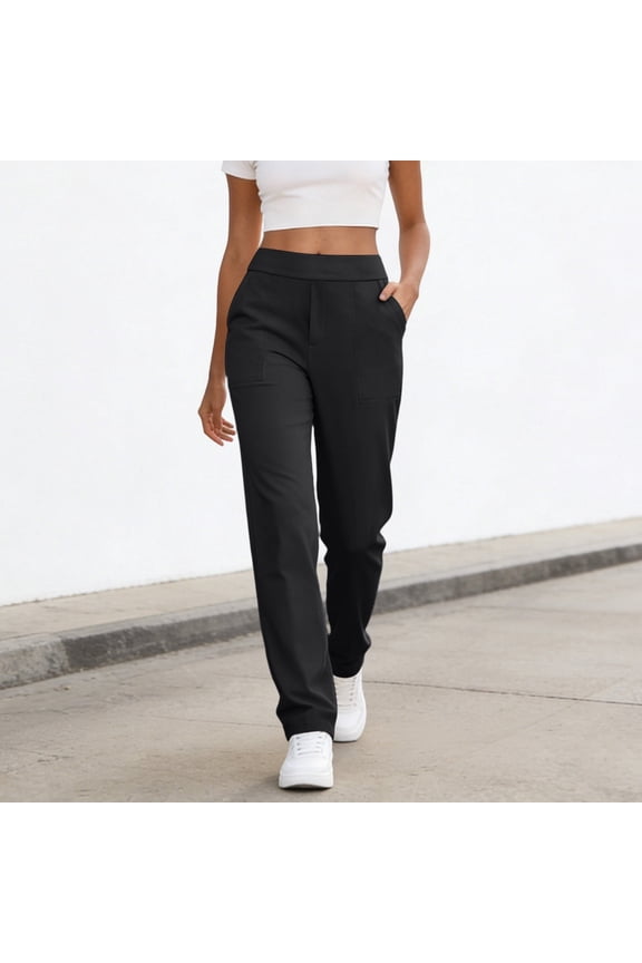 Dress Pants for Women High Waist Tapered Leg Slim Fitting Business Casual Pull on Office Work Slacks Summer
