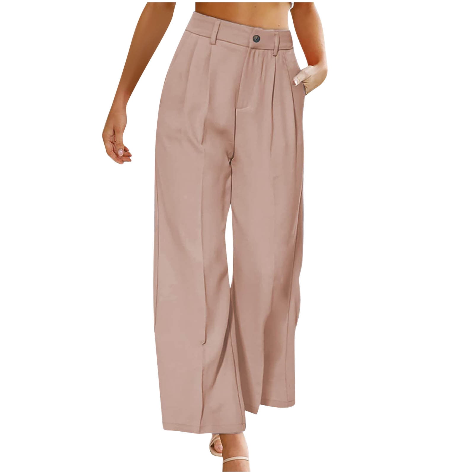 Dress Pants for Women High Waisted Zipper Wide Leg Pants Casual Baggy Comfy  Work Office Lounge Trousers with Pockets Ladies Clothes