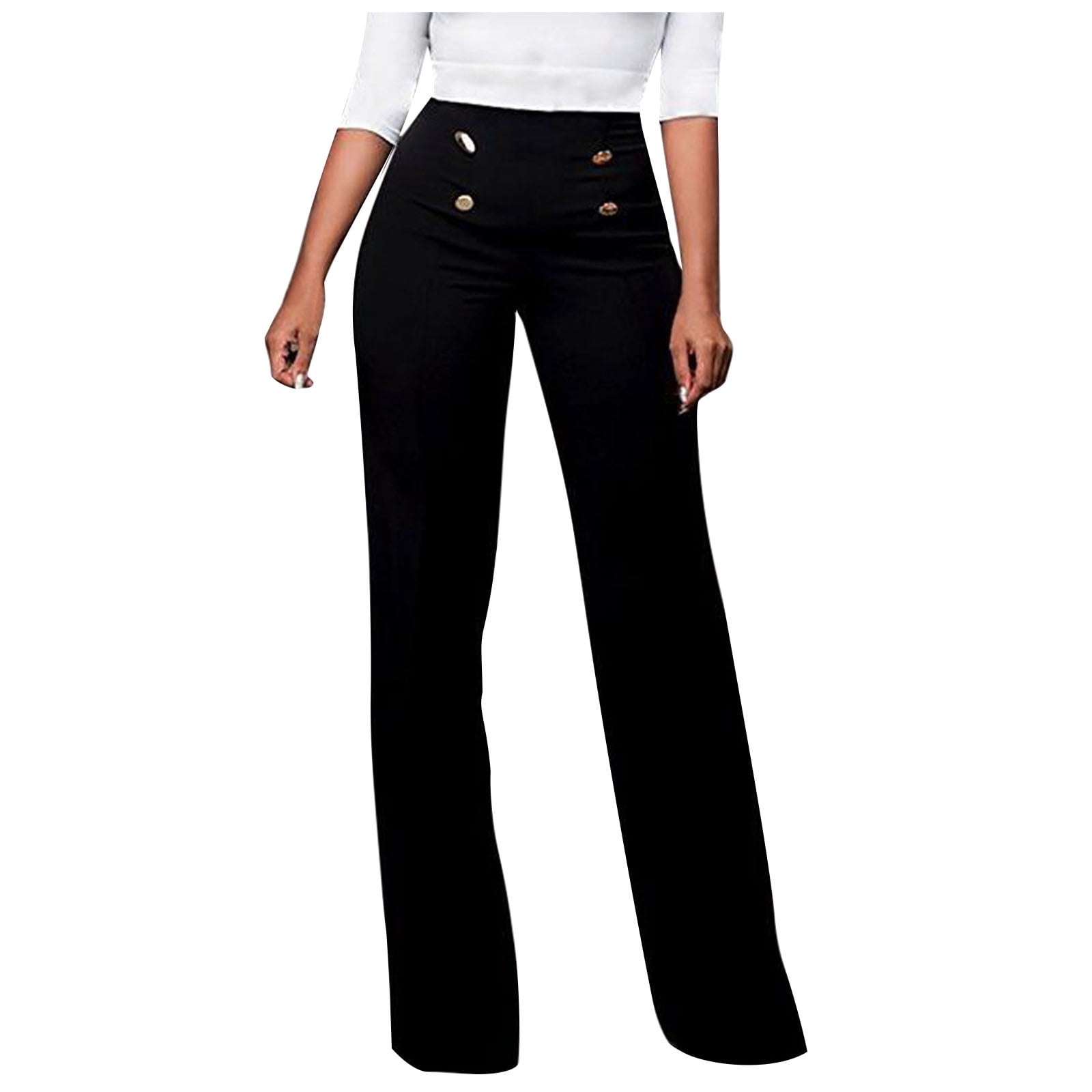 High Waisted Womens Office Pants For Ladies Casual, Thin, Loose Fit With  Large Yards And Nine Straight Design In Black For Summer 210915 From Bai05,  $26.59