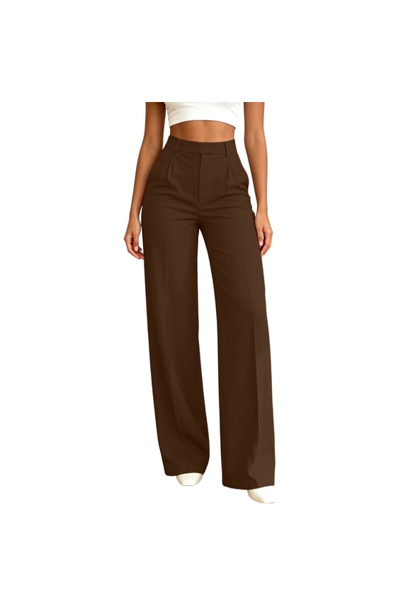 Dress Pants for Womens Wide Leg High Waist Straight Solid Drape Fashion Casual Business Trousers with Pockets