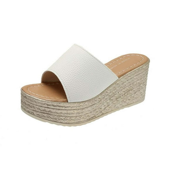 Dress Platform Sandals for Women Comfortable Dressy Thicken Sole Summer Shoes Fashion Slip-on Orthotic Shoe Slipper White Women Sandal
