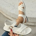 thumbnail image 1 of Dress Sandals for Women, Xunlbb Women's Fashion Casual Spring And Summer Solid Color New Style Outer Wear Hollow Flat Strap Sandals(White,Size:38), 1 of 9