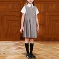 thumbnail image 1 of Dress Set For Girls Long Sleeve Collar Top Sleeveless Jumper Dress Two Piece Preppy Outfit For Classroom Events Two Piece Dress Look Gray C 5-6 Years, 1 of 5