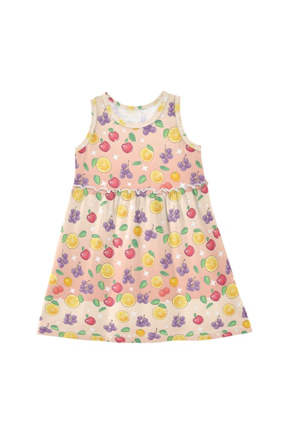 Dress Shiny Shiny Fruits Sleeveless Dress for Hem A-Line Casual Sundress