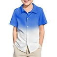 thumbnail image 1 of Dress Shirt Boys 11-12 Years Short Sleeve Button Down Gradient Shirt Dress Shirts Summer Casual Clothes, 1 of 4