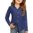 thumbnail image 1 of Dress Shirt for Girls, Crisp Collared Shirt for a Polished Look, Essential for School Dress Codes, Piano Recitals, and Family Photo Sessions,Dark Blue,160, 1 of 4