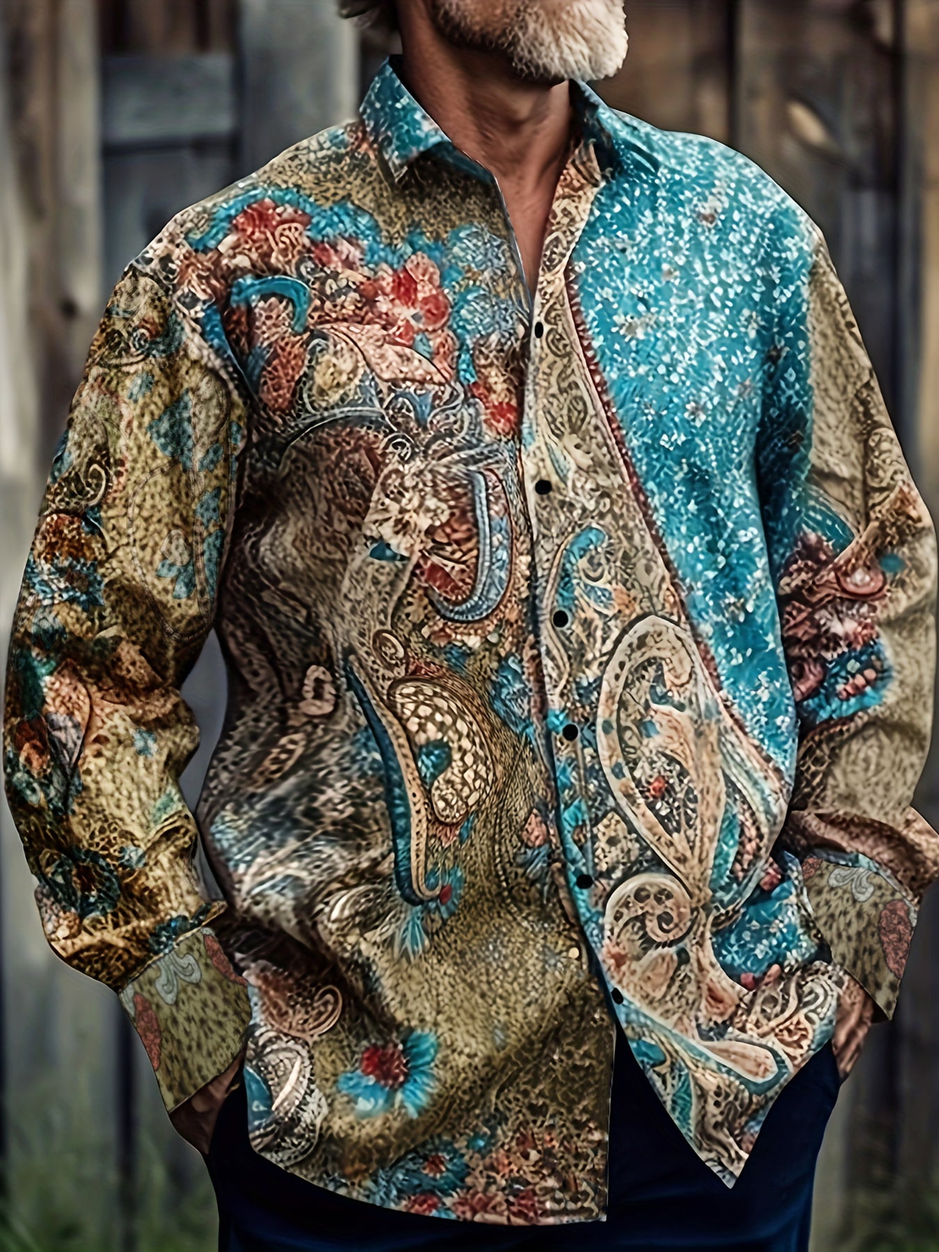 Dress Shirt for Men Western Cowboy Long Sleeve Casual Work Solid Pearl