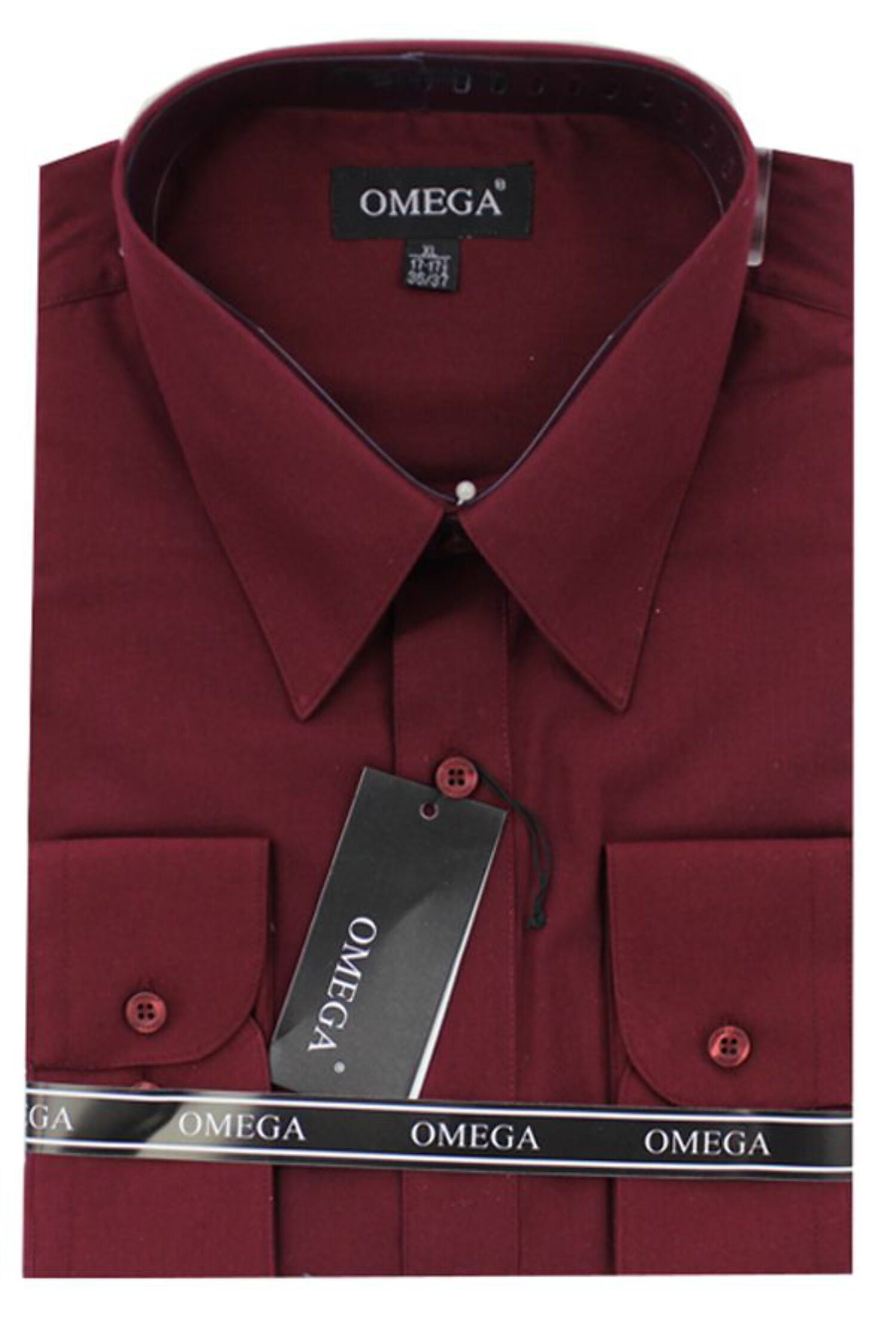 Dress Shirts Long Sleeve Burgundy L