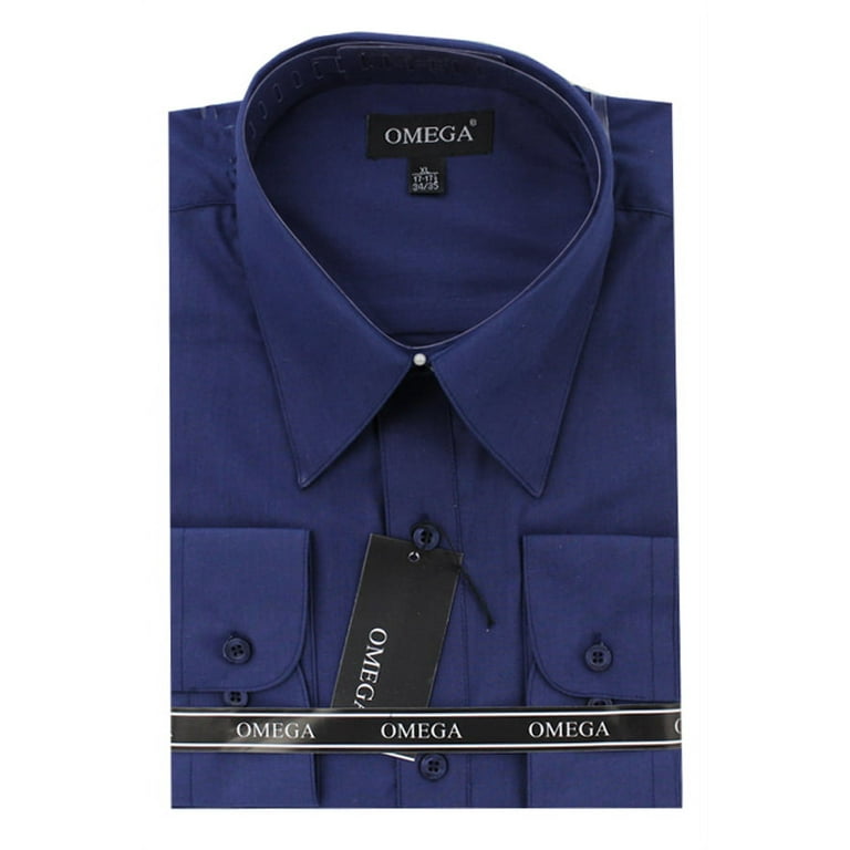 Dress Shirts Long Sleeve Navy Blue L