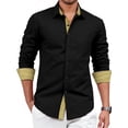 thumbnail image 1 of Mens Long Sleeve Dress Shirt Regular Fit Button Down with Inner Contrast for Weddings Business, 1 of 9