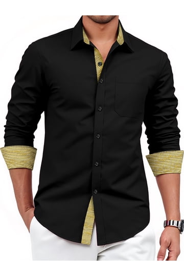 black long sleeve dress shirt walmart Dress Shirts - Long Sleeve - Black - 5XL