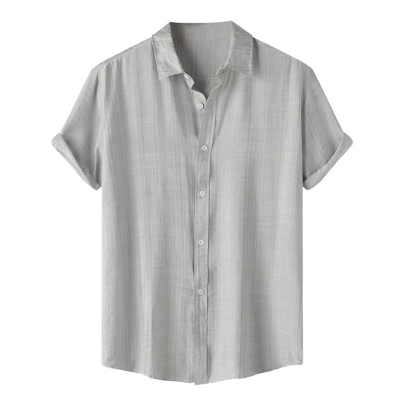 Dress Shirts for Men Fashion Summer Short Sleeve Solid Color Simple Style Lapel Durable Comfortable Breathable Vacation Trendy Button Down Shirt Sizes XXXL