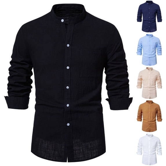 Dress Shirts for Men Long Sleeve Casual Button Down Shirts Wrinkle Free Men's Dress Shirts Linen Shirts Fashion Beach Summer Shirt Stretch Travel Dress Shirt