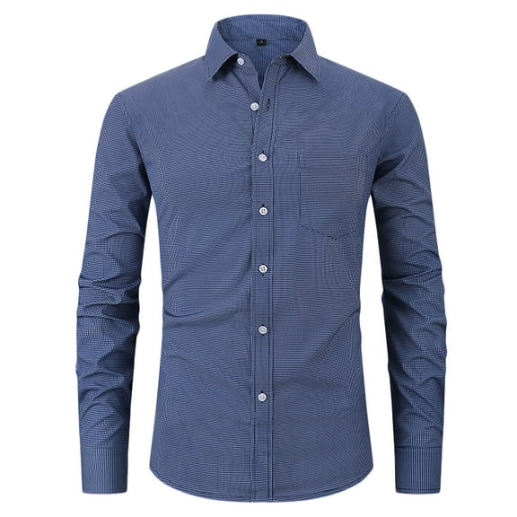 Dress Shirts for Men Men's Dress Shirt Regular Fit Solid Men's Casual Button Down Shirts Regular Fit Long Sleeve Stretch Shirts Tops Casual Work Shirt for Men