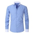 thumbnail image 1 of Dress Shirts for Men with Pocket Long Sleeve Wrinkle-Free Tshirts Shirt Mens Business Casual Stripe Printed Slim Button-Down Collared Office Work Tops, 1 of 3