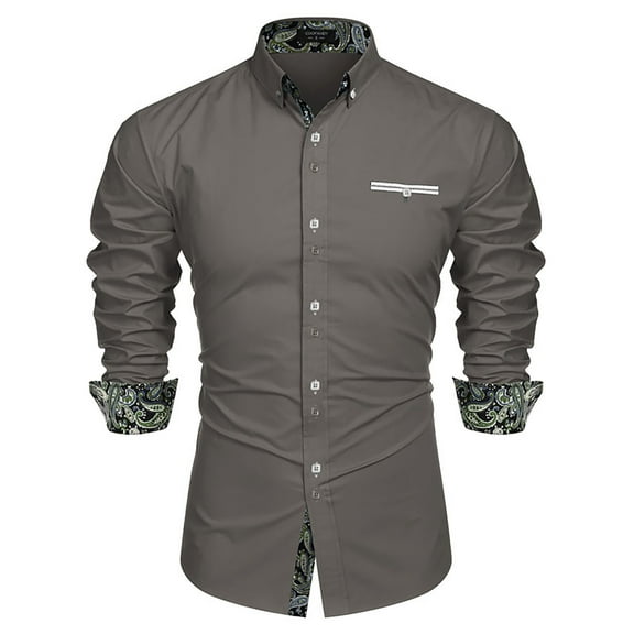 Dress Shirts for Men Solid Long Sleeve Formal Shirt Men's Casual Button Down Shirts Dress Shirts for Men Slim Fit Mens Dress Shirts Casual Work Shirt for Men