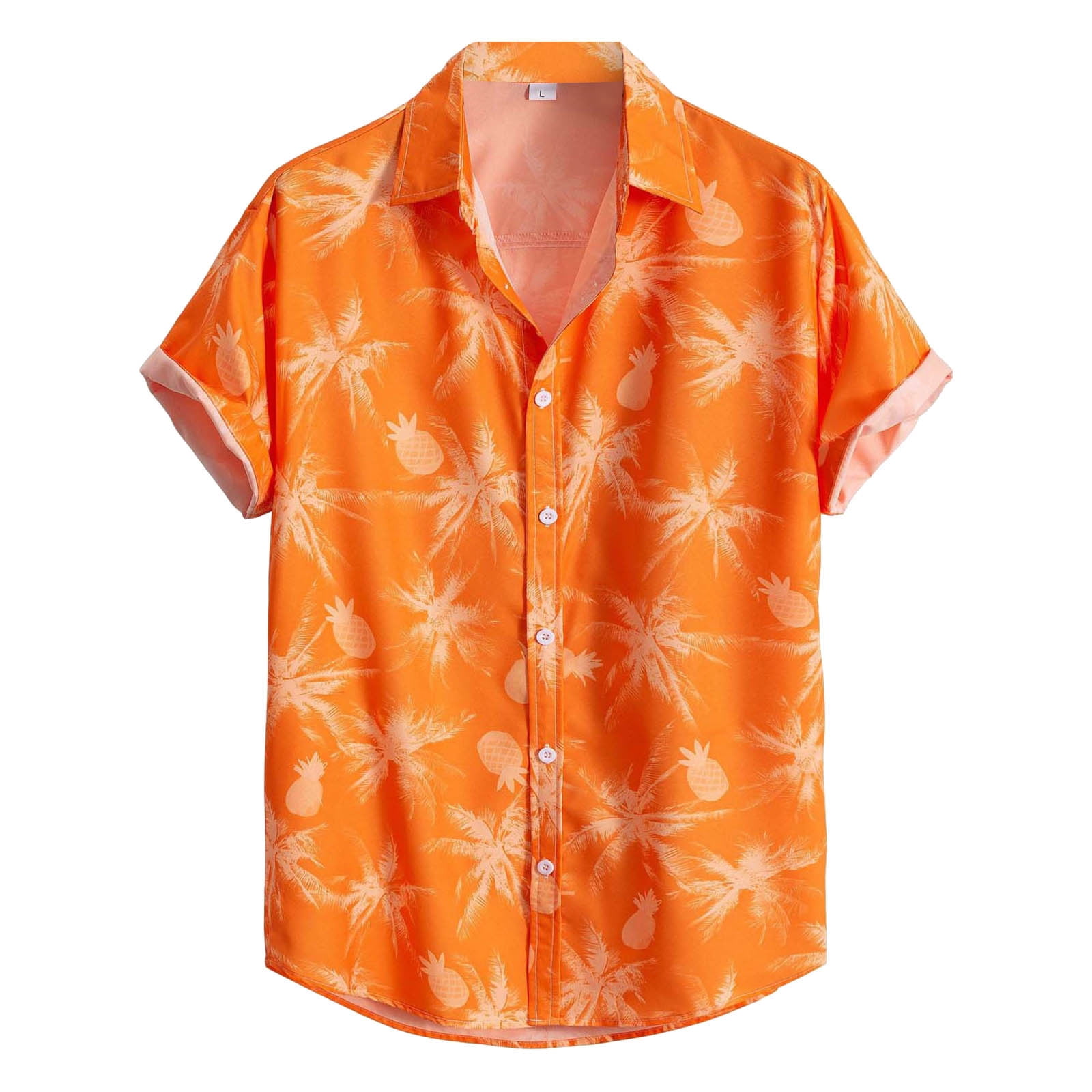 Dress Shirts for Men XL Casual Loose Lapel Print Color Short Sand Beach