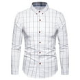 thumbnail image 1 of Dress Shirts for Men Big and Tall M-5XL Plus Size Button-Down Long Sleeve Collar Business Work Shirt Comfort-Cotton Slim Plaid Printed Tops, 1 of 3