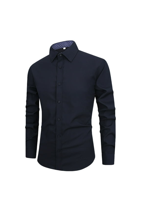 Dress Shirts for Men Big and Tall S-4XL Business Work Plus Size Button-Down Long Sleeve Collared Shirt Classic Comfort Solid Tops