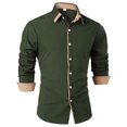 thumbnail image 1 of Dress Shirts for Men Business Casual Long Sleeve Button-Down Collared Tshirts Shirt Mens Classic Color Block Slim-Fit Lapel Office Work Tops, 1 of 4