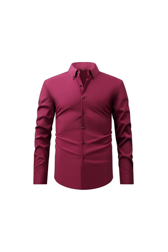 Dress Shirts for Men Business Casual Long Sleeve Tshirts Shirt Mens Vintage Solid Color Button-Down Collared Slim Office Work Tops