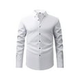 thumbnail image 1 of Dress Shirts for Men Business Casual Long Sleeve Tshirts Shirt Mens Vintage Solid Color Button-Down Collared Slim Office Work Tops, 1 of 7