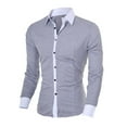 thumbnail image 1 of Dress Shirts for Men Business Tops Long Sleeve Button Down Lapel Cardigan Office Work Blouse, 1 of 4