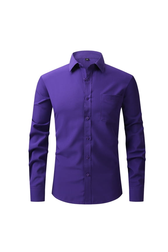 Dress Shirts for Men Formal White Long Sleeve Four Way Stretch Resistant Business Casual Dark Purple XXXL