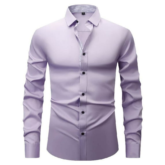 Dress Shirts for Men Lightweight Long Sleeve Tshirts Shirt Button-Down Collared Mens Business Casual Color Block Slim Breathable Work Tops