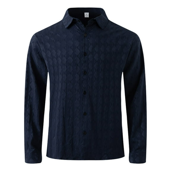 Dress Shirts for Men Long Sleeve Button-Down Tshirts Shirt with Collar Mens Trendy Solid Color Breathable Slim Lapel Business Work Tops