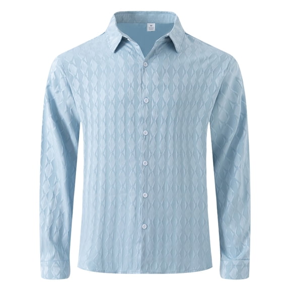 Dress Shirts for Men Long Sleeve Button-Down Tshirts Shirt with Collar Mens Trendy Solid Color Breathable Slim Lapel Business Work Tops