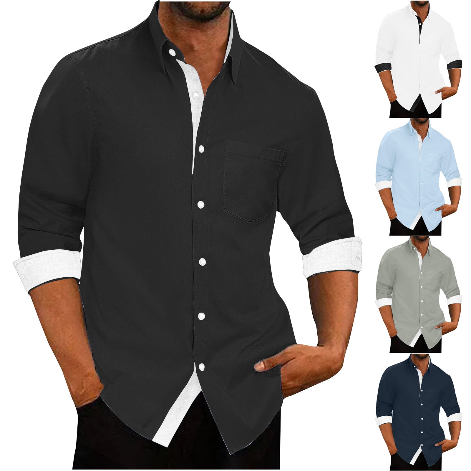 Dress Shirts for Men Long Sleeve Casual Button Down Shirts Wrinkle Free ...