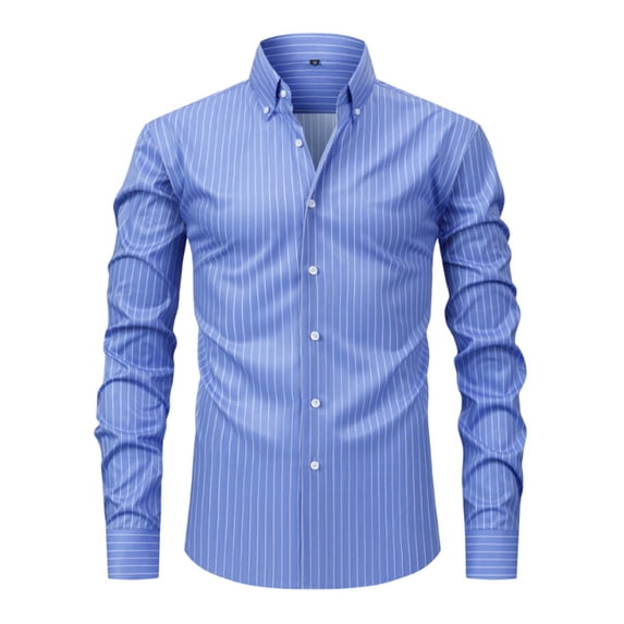 Dress Shirts for Men Long Sleeve Stripe Printed T-Shirts Mens Business Casual Button-Down Collared Slim-Fit Office Work Shirt Tops