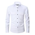 thumbnail image 1 of Dress Shirts for Men Slim Fit Basic Solid Color Long Sleeve Button-Down Lapel Business Work Shirts Blouse, 1 of 5