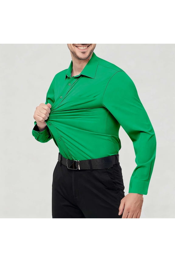 Dress Shirts for Men Spread Collar Wrinkle-Resistant Button Down Blouses Casual Business Classic Fit Fall Tops