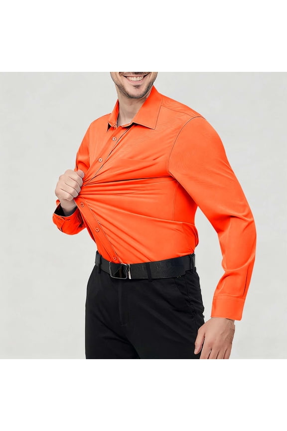 Dress Shirts for Men Spread Collar Wrinkle-Resistant Button Down Blouses Casual Business Classic Fit Fall Tops