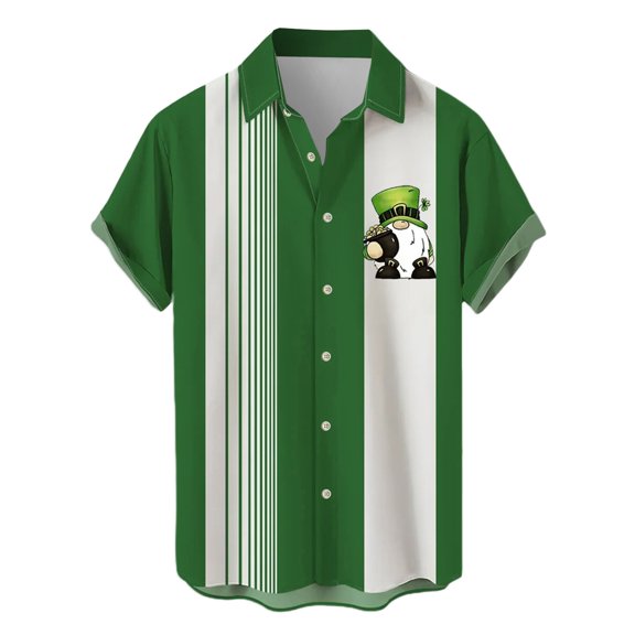 Dress Shirts for Men St Patrick's Day Short Sleeve Button Down Shirt St Patrick Day Shirt Vintage Retro Style Mens Western Shirts Mens Dress Clothes