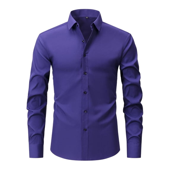 Dress Shirts for Men Wrinkle-Free Long Sleeve Button-Down Collared Tshirts Shirt Mens Business Casual Solid Color Slim Breathable Office Work Tops