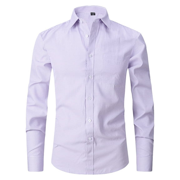Dress Shirts for Men with Pockets Business Work Button Down Collar Long Sleeve T Shirt Cotton Blend Gentle Formal Solid Slim Fit Comfort Tees Tops