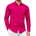 thumbnail image 1 of Dress Shirts for Mens Pink Long Sleeve Button Down Shirt Formal Wedding Prom Slim Fit Tops 2XL, 1 of 7