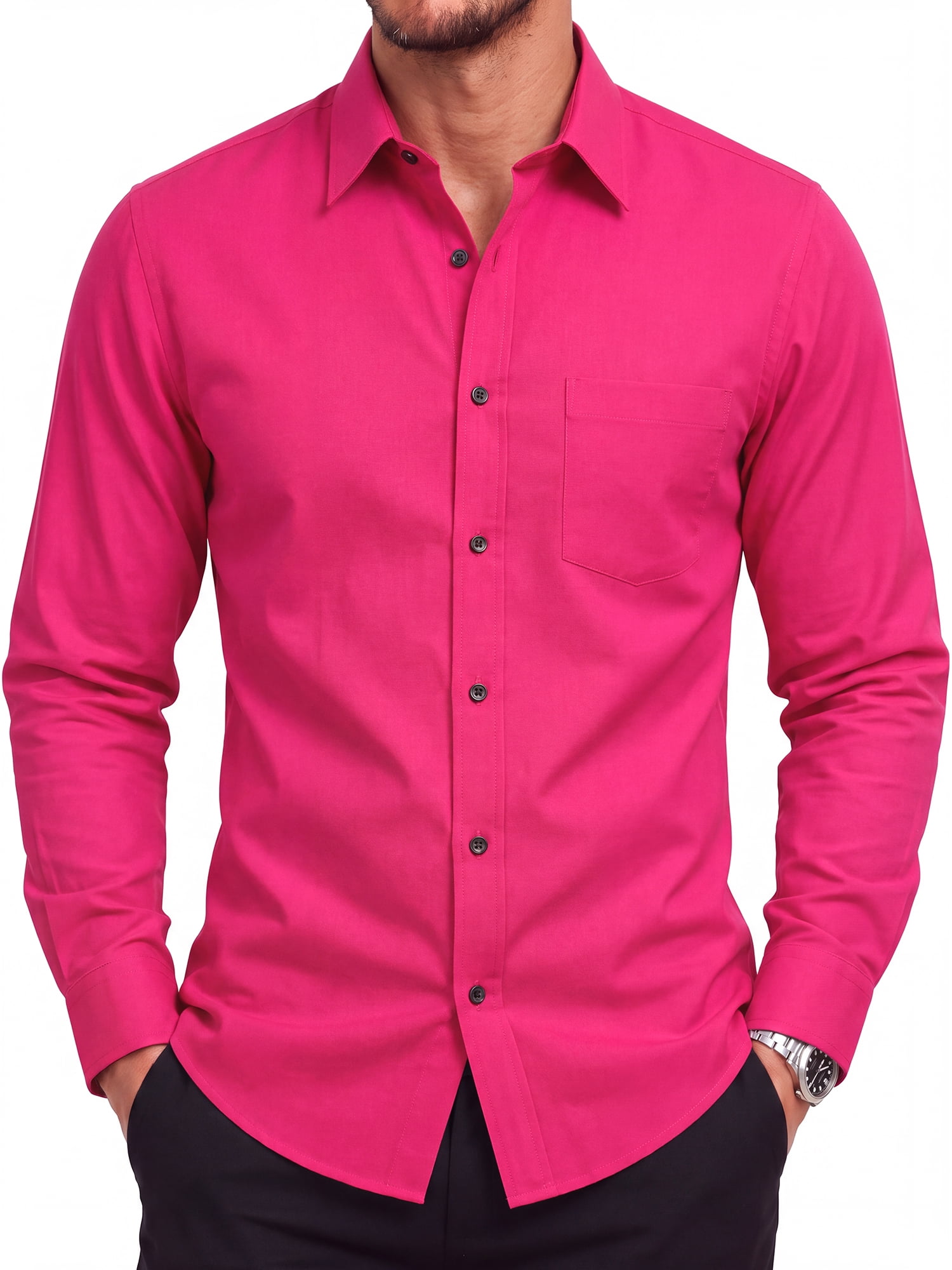 button down dress shirts for Mens Pink Long Sleeve Shirt Formal Wedding Prom Slim Fit Tops XL Button up Style:EE0168BDN italian shoes for celebs SHEIN LUNE Women's Casual The long sleeves with