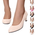 thumbnail image 1 of Dress Shoes for Women Versatile Medium Heeled All Season Women's Loose Feet Shallow Mouth Solid Color Work Leather Shoes Women's Pointed Closed Toe Dress Bridal Elegant Wedding Pumps Shoes, 1 of 5