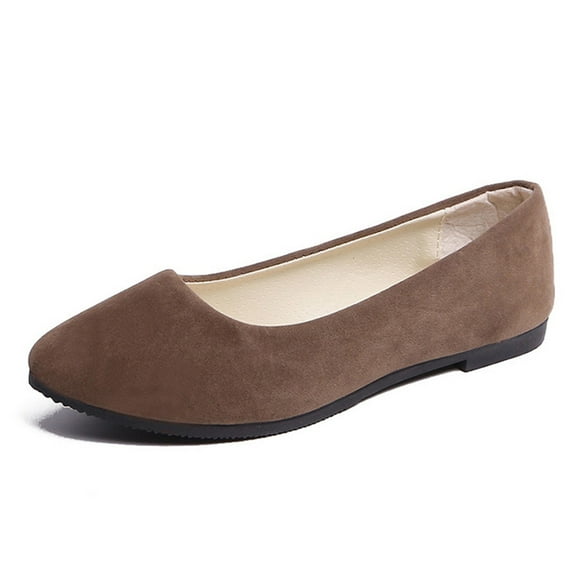 Dress Shoes Women Women Girls Solid Women's Round-Toe Ballet Flat Dress Shoes Slip On Flat Shallow Comfort Casual Single Shoes Coffee 6.5