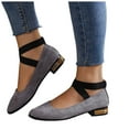 thumbnail image 1 of Dress Shoes for Women 2025 2026 Spring Fall Fashion Suede Pointed Toe Chunky Block Low Heel Strappy Ballet Flats Casual Dressy Loafers, 1 of 6